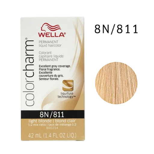 Wella Wella Color Charm Permanent Liquid Hair Color, 811/8n Light Blonde Hair Color White Smoke