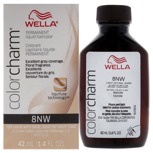 Wella Wella ColorCharm Permanent Liquid Hair Color 8NW/Light Natural Warm Blonde, 42mL Hair Color Gray