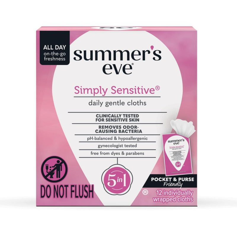 Summer's Eve Summer's Eve Simply Sensitive Daily Feminine Wipes, Removes Odor, P H Balanced Bath & Body