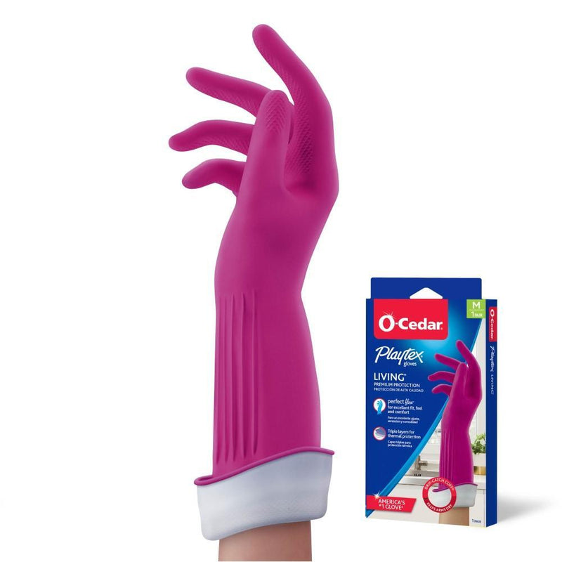 O-Cedar O-Cedar Glove, Reusable, Living, Medium Cleaning Gloves White Smoke