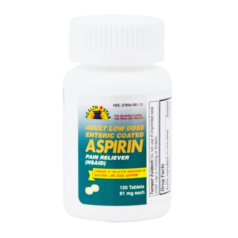Aspirin Health Star™ Adult Low Dose Aspirin – 81 mg – 120 Tablets Vitamins & Supplements