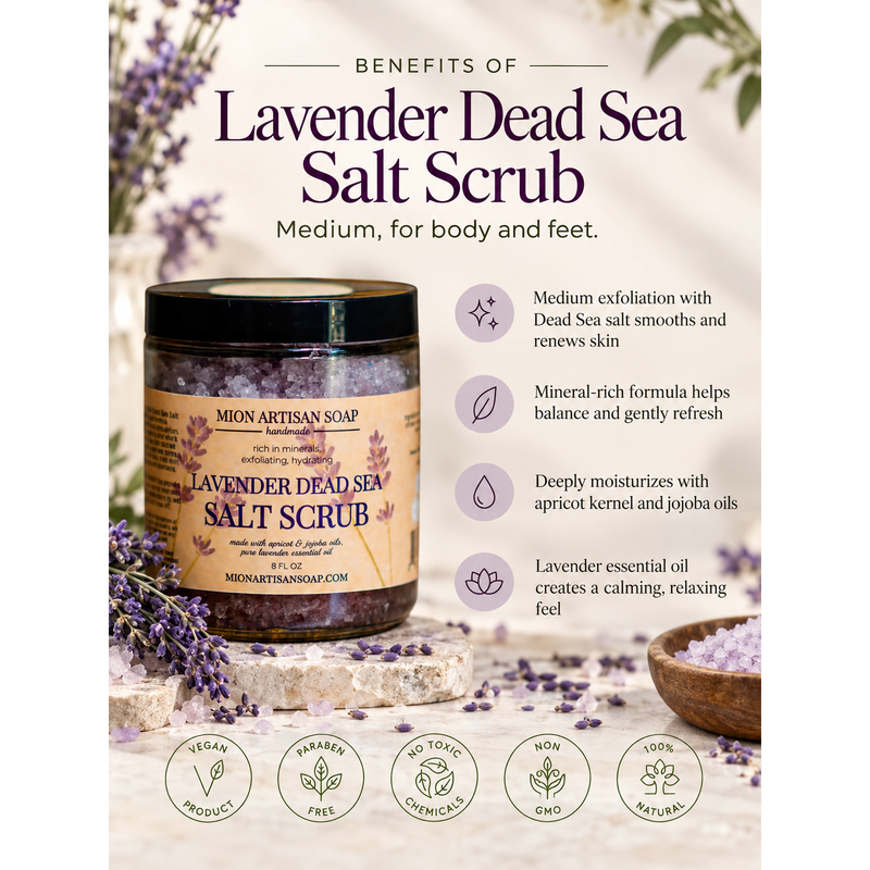 MION Artisan Soap Co. Lavender Dead Sea Salt Scrub | Medium Misty Rose