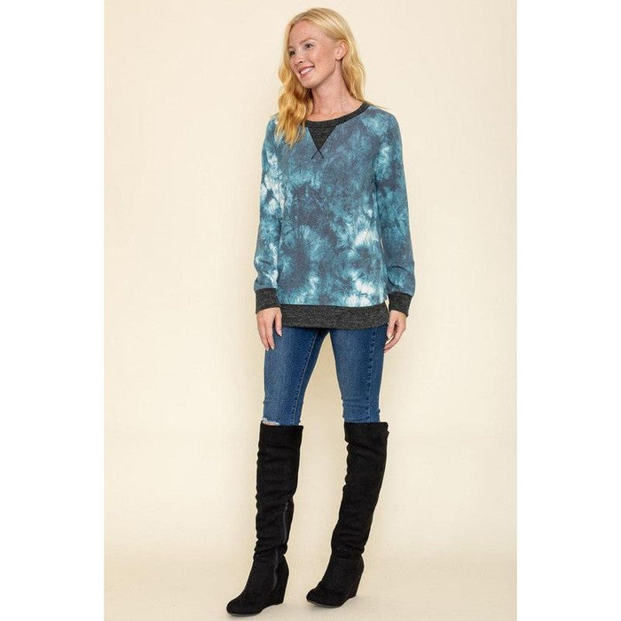 Tie Dye Raglan Two Tone Tunic