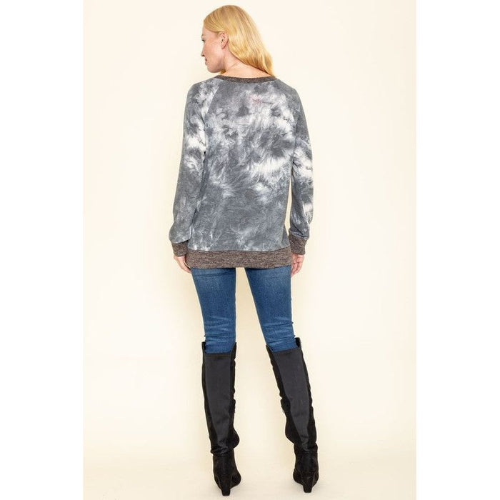 Tie Dye Raglan Two Tone Tunic