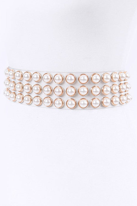 PLUS SIZE Pearl Studs Clear PVC Belt