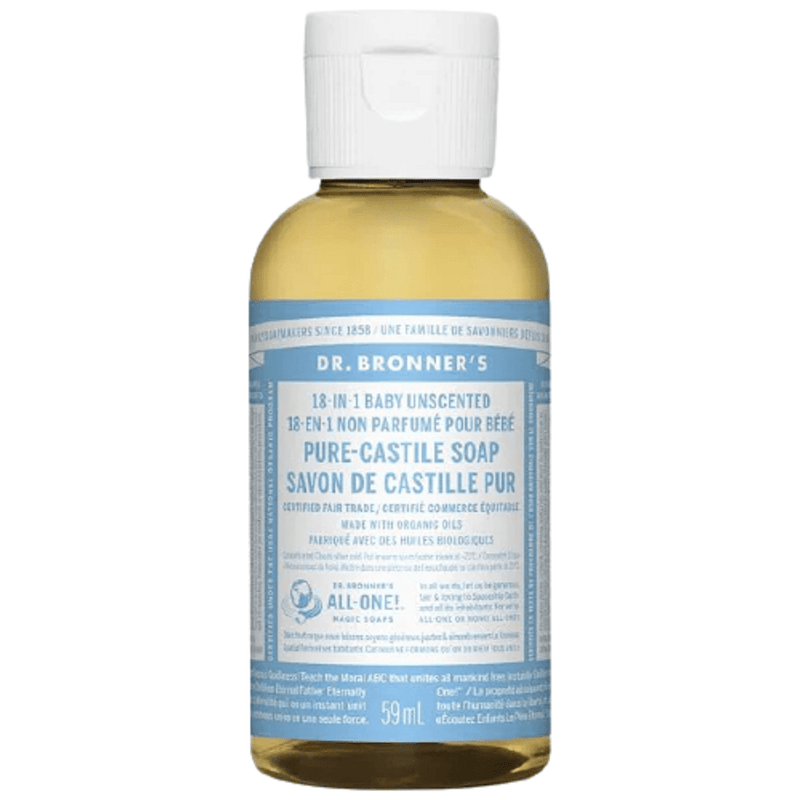 Dr. Bronner's Dr. Bronner's Pure Castile Liquid Soap 2 Fl Oz Baby Mild Unscented Bath & Body White Smoke