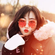 zeroUV Rimless Splatter Melting Dripping Effect Color Tinted Lens Round Drip Sunglasses D077 Sunglasses