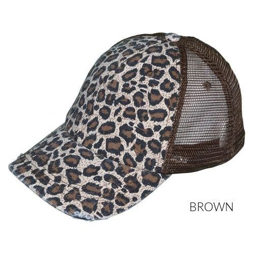 Leopard Messy Bun Hat