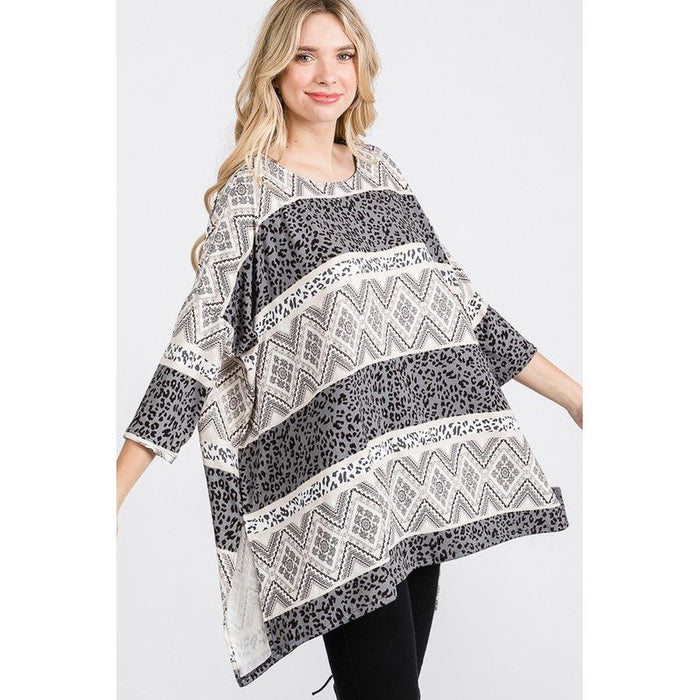 TRIBAL PRINT OVERSIZE TOP