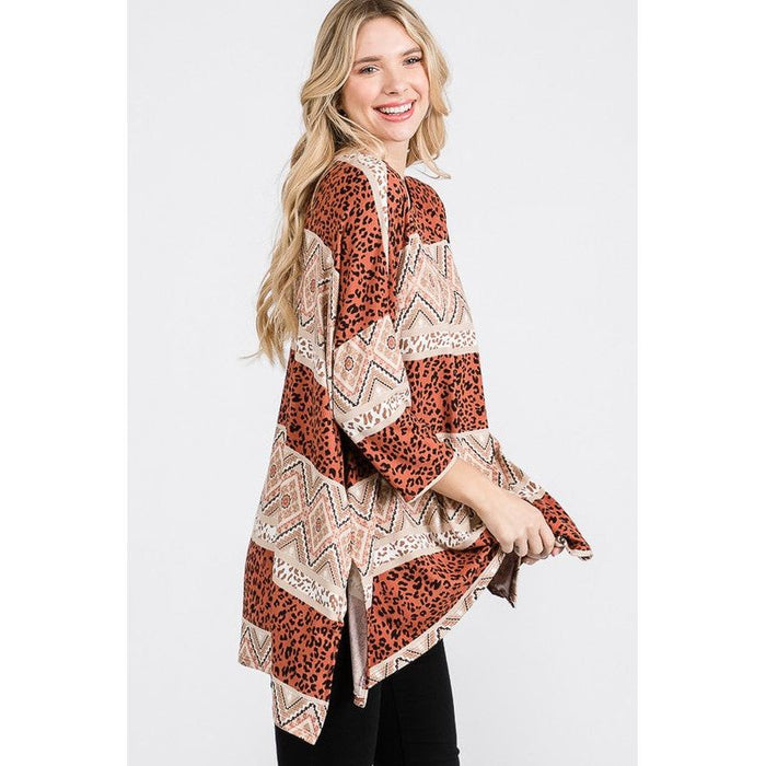 TRIBAL PRINT OVERSIZE TOP