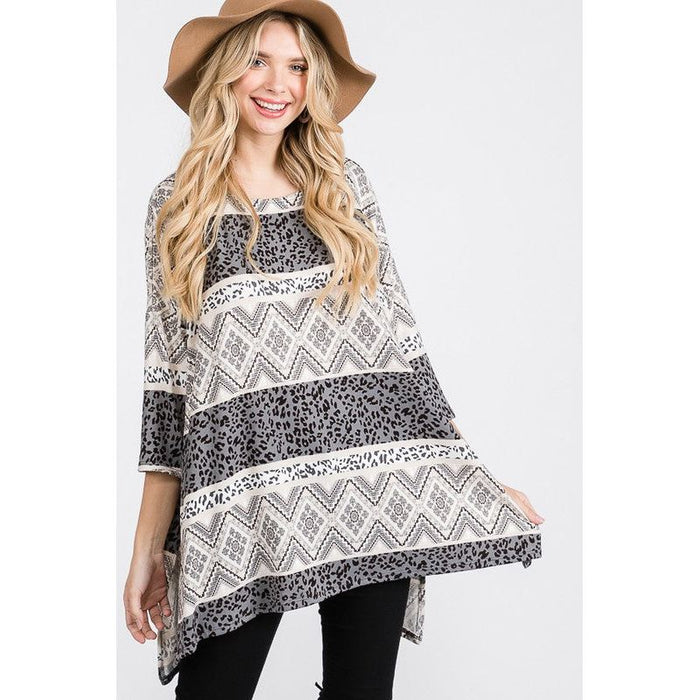 TRIBAL PRINT OVERSIZE TOP