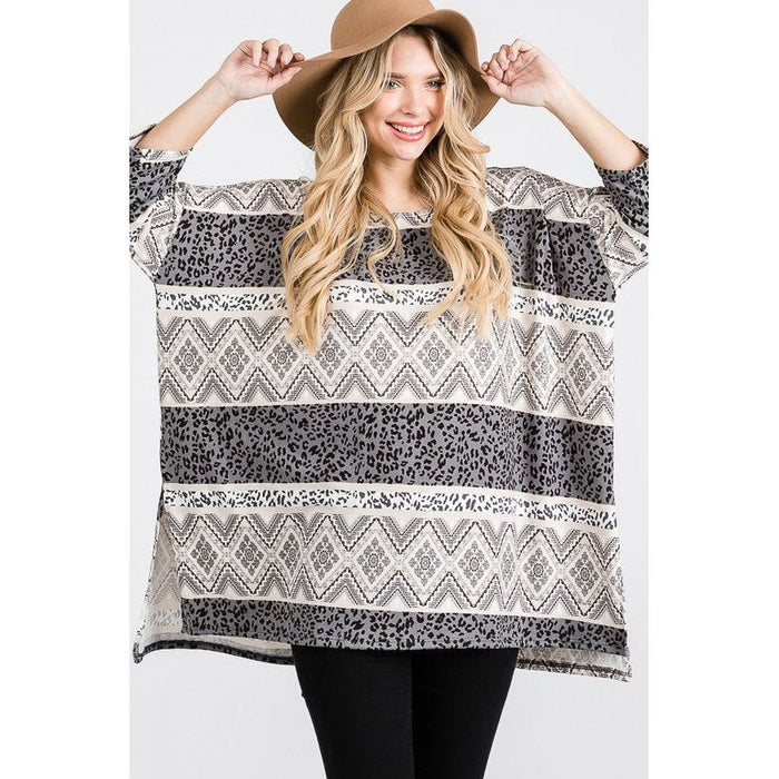 TRIBAL PRINT OVERSIZE TOP