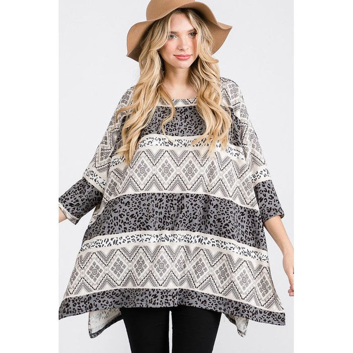 TRIBAL PRINT OVERSIZE TOP