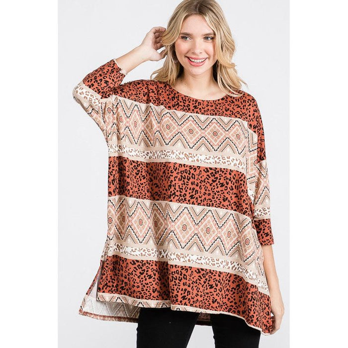 TRIBAL PRINT OVERSIZE TOP