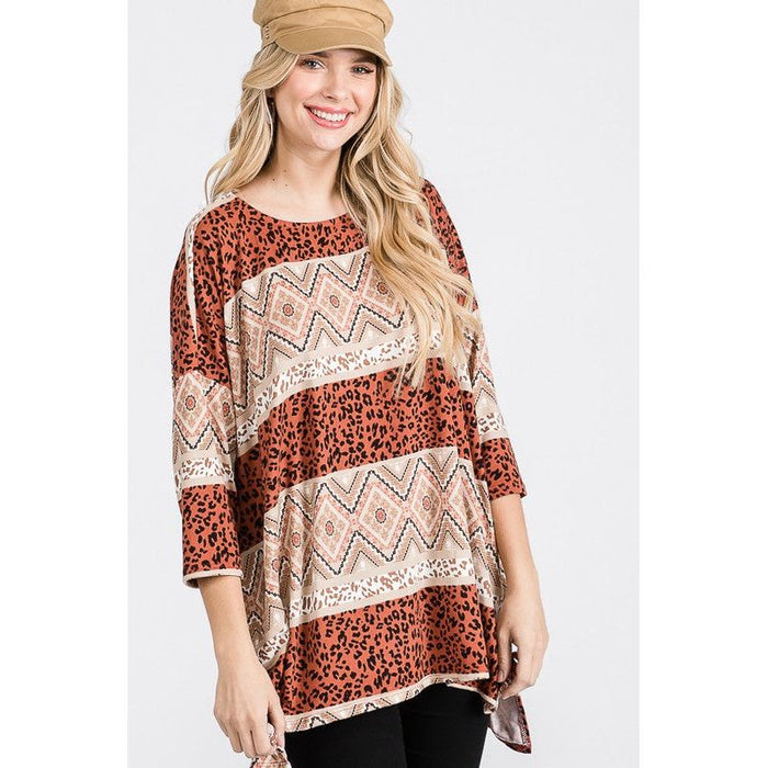 TRIBAL PRINT OVERSIZE TOP