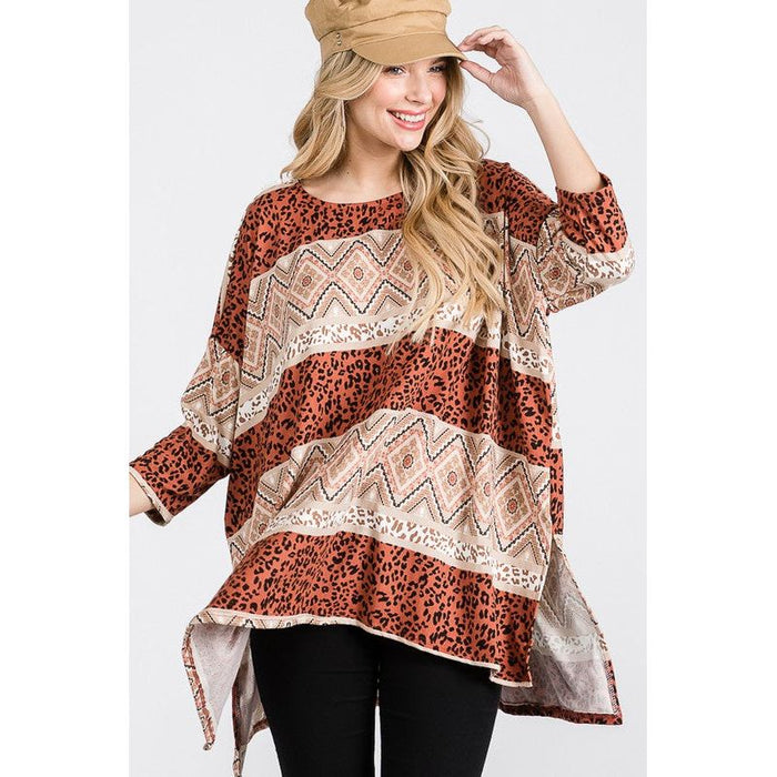 TRIBAL PRINT OVERSIZE TOP