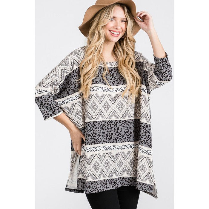 TRIBAL PRINT OVERSIZE TOP