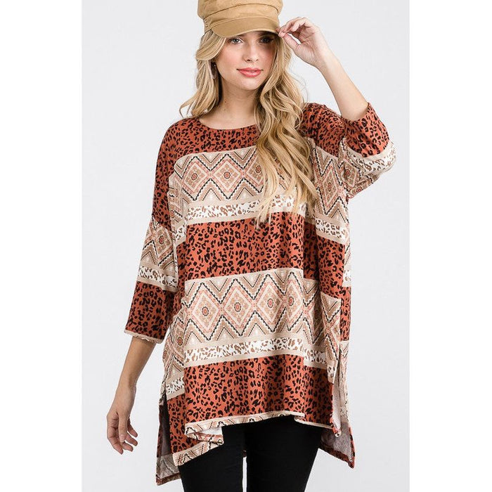 TRIBAL PRINT OVERSIZE TOP