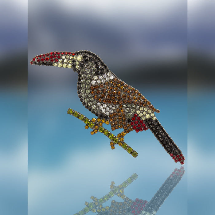 Toucan Pin with Swarovski Crystal Stones by Albert Weiss