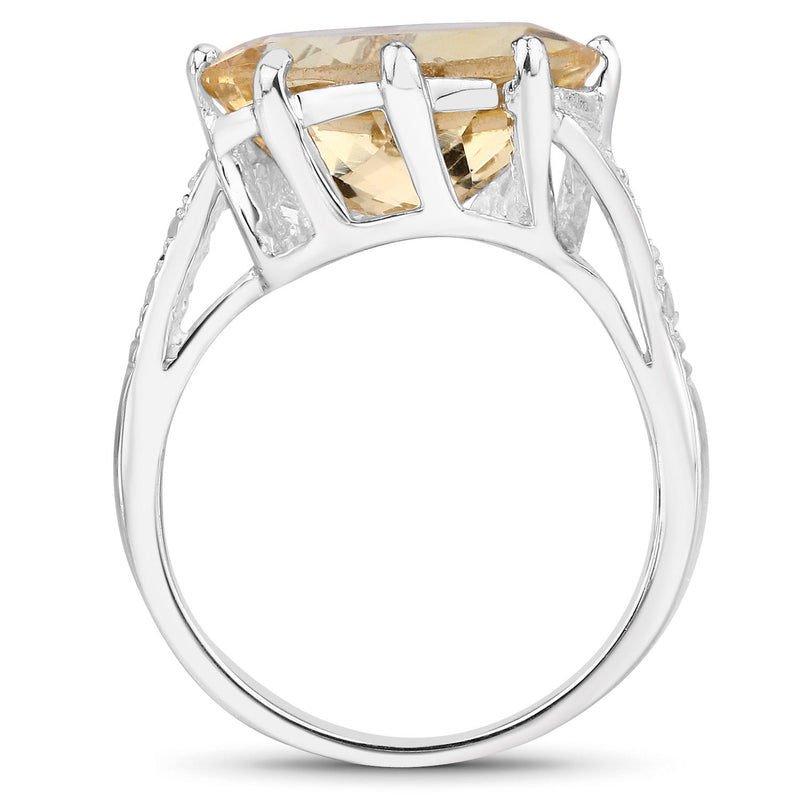 Bids.com 4.63 Carat Genuine Citrine and White Topaz .925 Sterling Silver Ring Rings