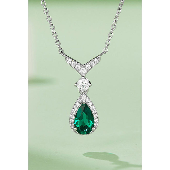 Lab-Grown Emerald Teardrop Necklace