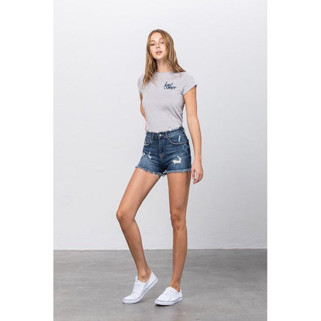 Mid-Rise Premium Distressed Shorts