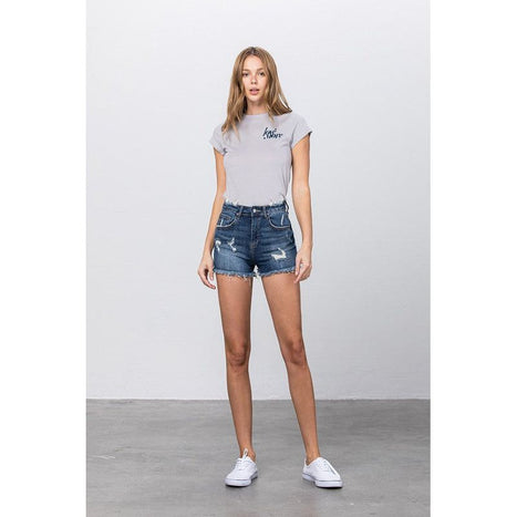 Mid-Rise Premium Distressed Shorts