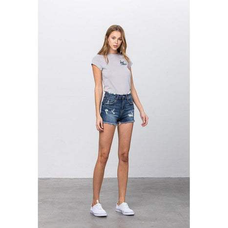 Mid-Rise Premium Distressed Shorts