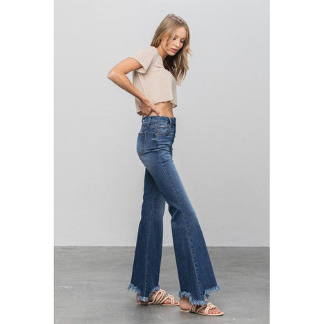 BUTTON DOWN WIDE FLARE JEANS