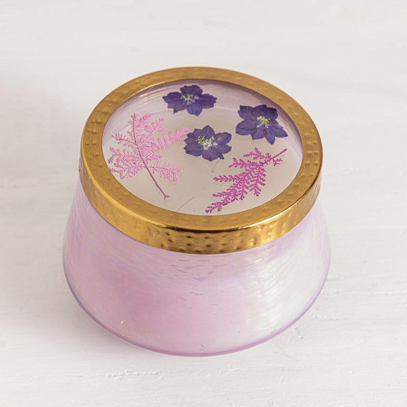 Rosy Rings Blackberry & Coconut Large Watercolor Pressed Floral Candle Pressed Floral Candles