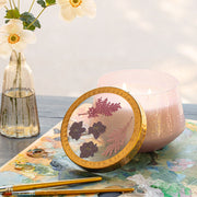 Rosy Rings Blackberry & Coconut Large Watercolor Pressed Floral Candle Pressed Floral Candles