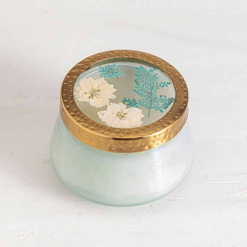 Rosy Rings Pacific Coast Medium Watercolor Pressed Floral Candle Pressed Floral Candles