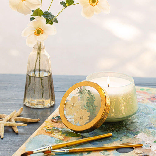 Rosy Rings Pacific Coast Medium Watercolor Pressed Floral Candle Pressed Floral Candles