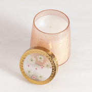 Rosy Rings Rose + Oud Tall Watercolor Pressed Floral Candle Pressed Floral Candles