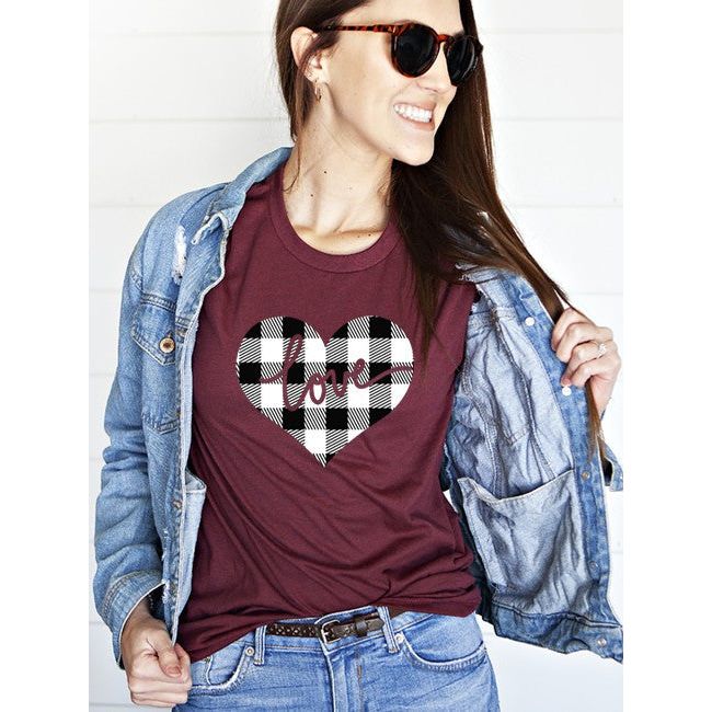 Love White Buffalo Plaid Tee