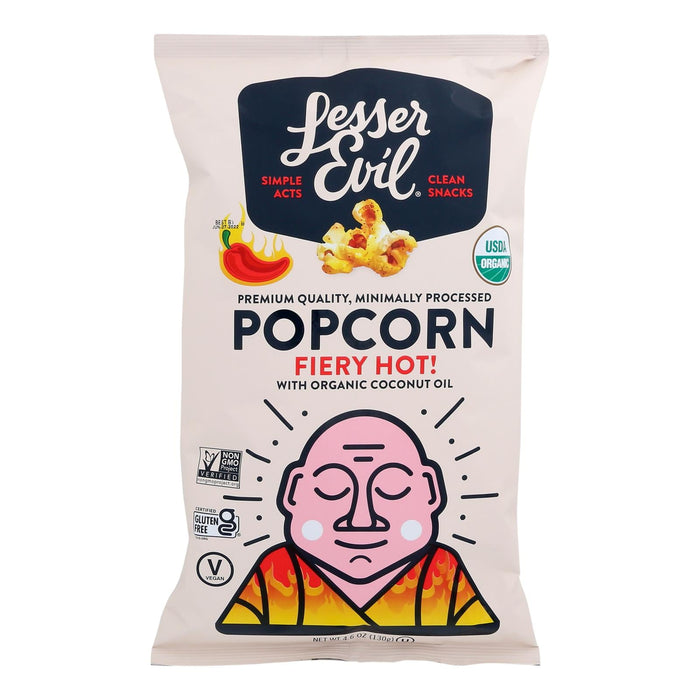 Lesser Evil Fiery Hot Popcorn - 4.6 Oz