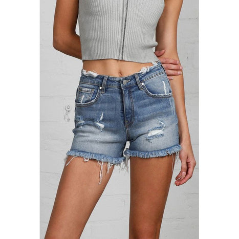 Mid-Rise Premium Distressed Shorts