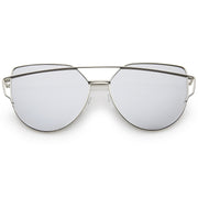 zeroUV Oversize Thin Cross Brow Mirrored Flat Lens Sunglasses A545 Sunglasses