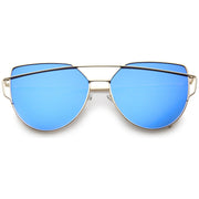 zeroUV Oversize Thin Cross Brow Mirrored Flat Lens Sunglasses A545 Sunglasses