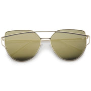 zeroUV Oversize Thin Cross Brow Mirrored Flat Lens Sunglasses A545 Sunglasses