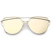 zeroUV Oversize Thin Cross Brow Mirrored Flat Lens Sunglasses A545 Sunglasses