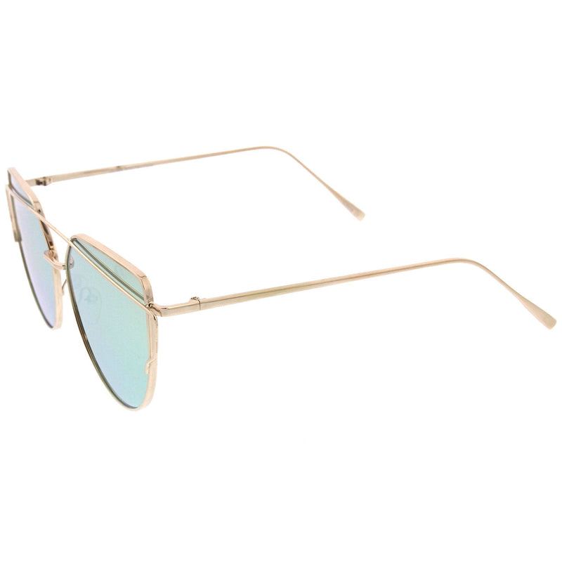 zeroUV Oversize Thin Cross Brow Mirrored Flat Lens Sunglasses A545 Sunglasses