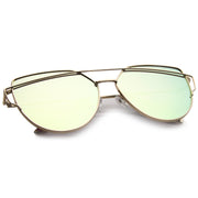 zeroUV Oversize Thin Cross Brow Mirrored Flat Lens Sunglasses A545 Sunglasses