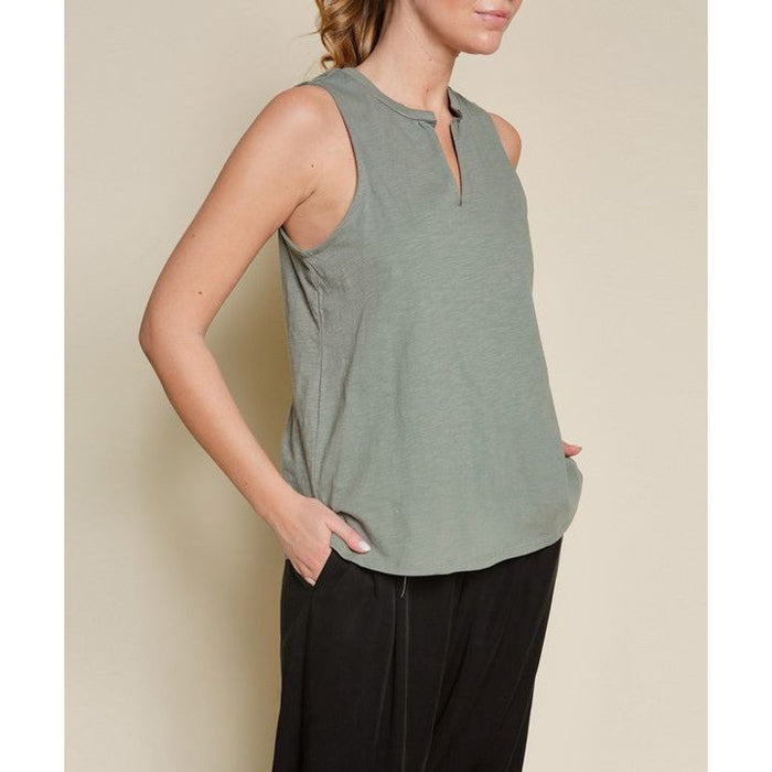 V SHAPE SLEEVELESS TOP