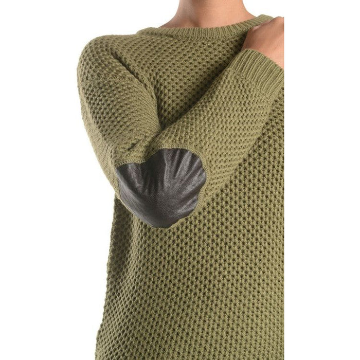 Honeycomb Stitch Sweater Top. w/ Elbow Patch