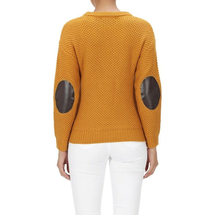 Honeycomb Stitch Sweater Top. w/ Elbow Patch