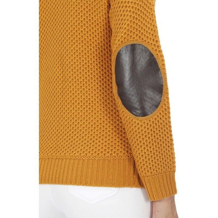 Honeycomb Stitch Sweater Top. w/ Elbow Patch