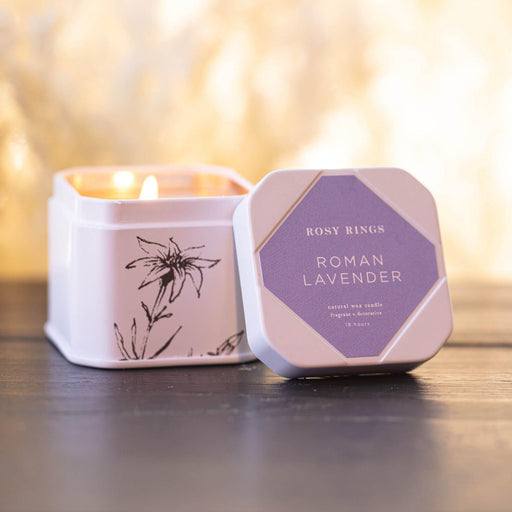 Rosy Rings Roman Lavender Travel Tin Travel Tin Candle