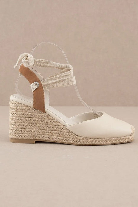 Alondra Beige Lace-up Wedge Espadrilles