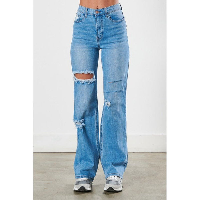 Distressed Wide Leg Jeans